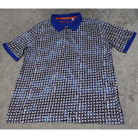 Robert Graham Other - Robert Graham Polo Shirt Mens Large Blue Geometric Pattern Short Sleeve Pullover